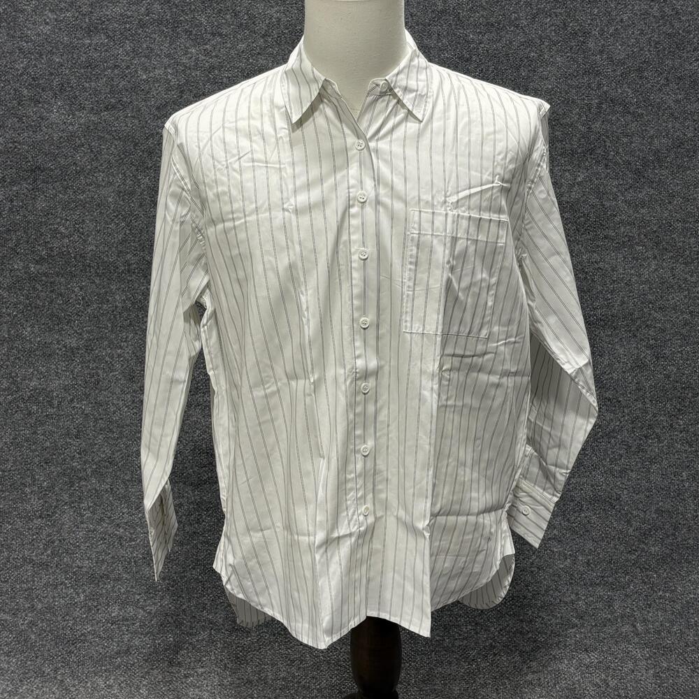 UNTUCKit Shirt Mens Medium White Pinstripe Long Sleeve Button Front Casual